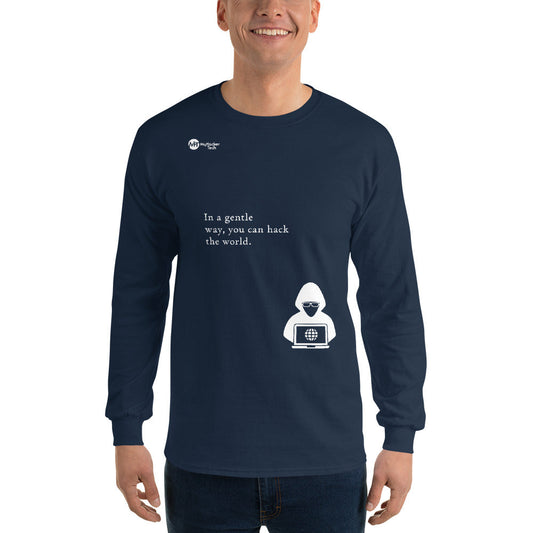 You can hack the world - Long Sleeve T-Shirt (white text) by DarkByteGear