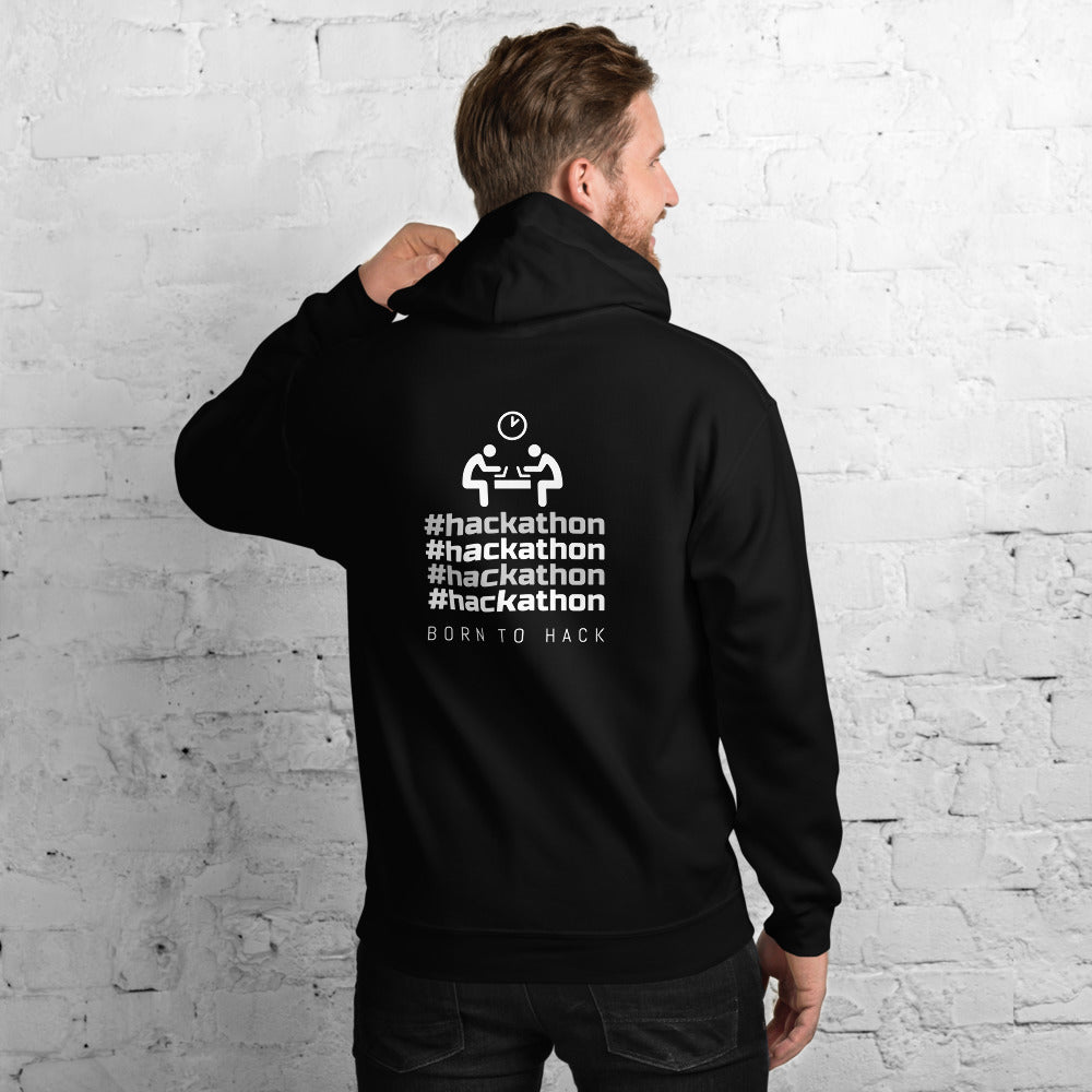 #hackathon - Unisex Hoodie (white text) by DarkByteGear