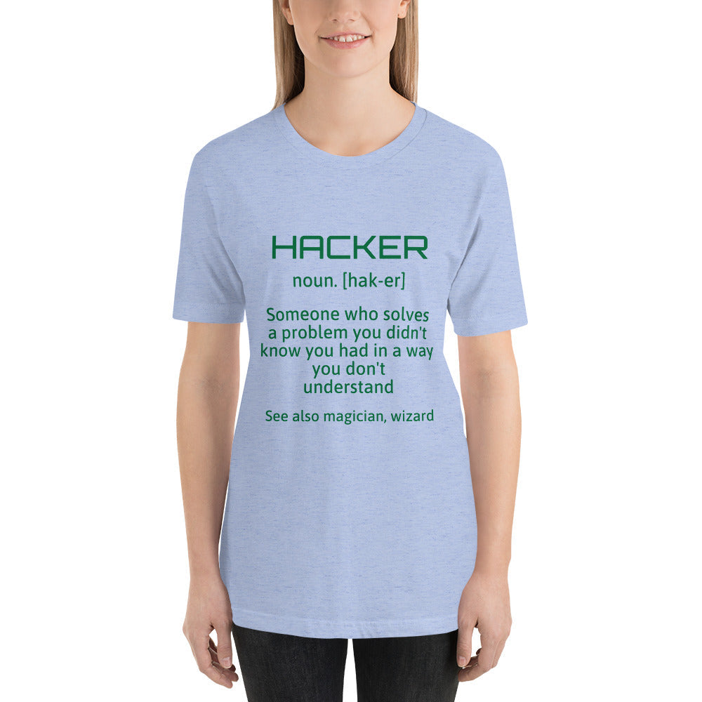 Hacker - Short-Sleeve Unisex T-Shirt (green text) by DarkByteGear