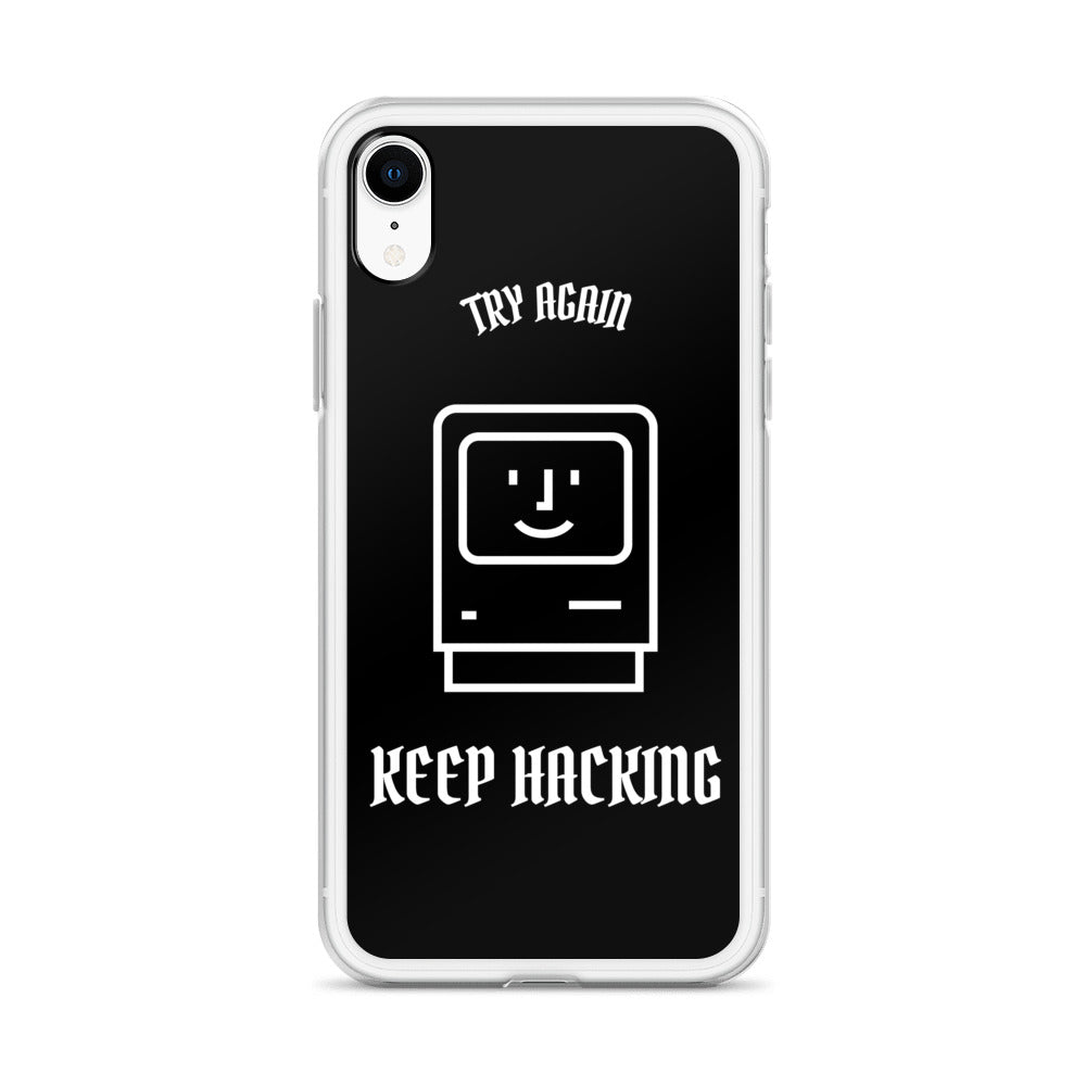 Keep hacking - iPhone Case (white text) by DarkByteGear