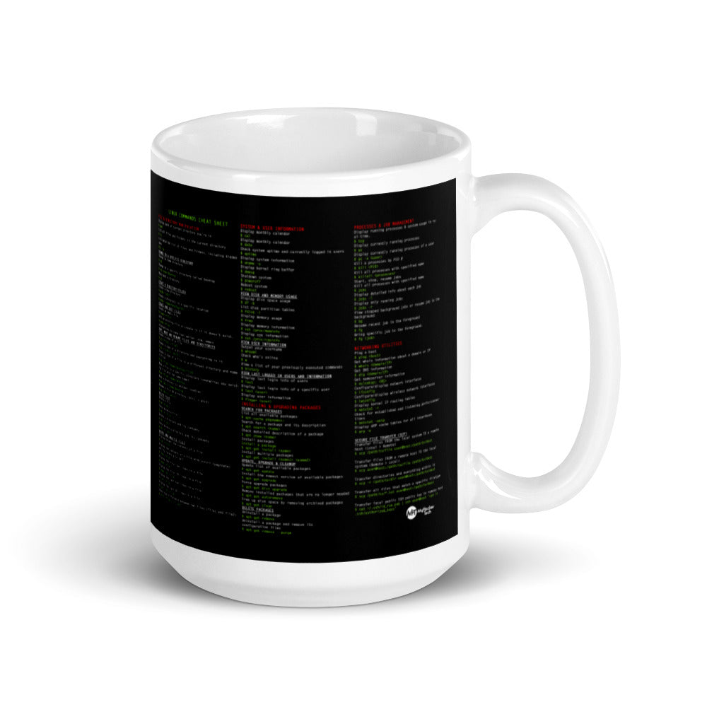 Linux Commands Cheat Sheet - Mug by DarkByteGear