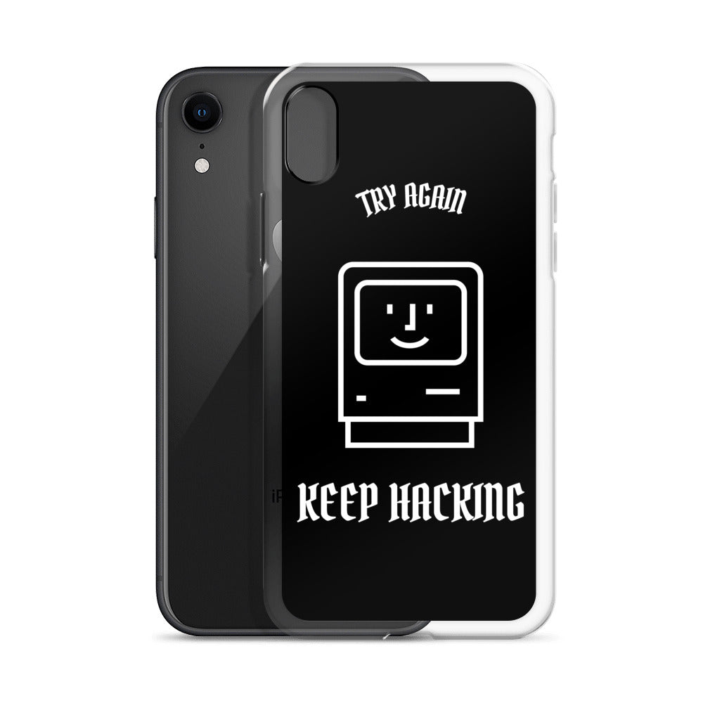 Keep hacking - iPhone Case (white text) by DarkByteGear