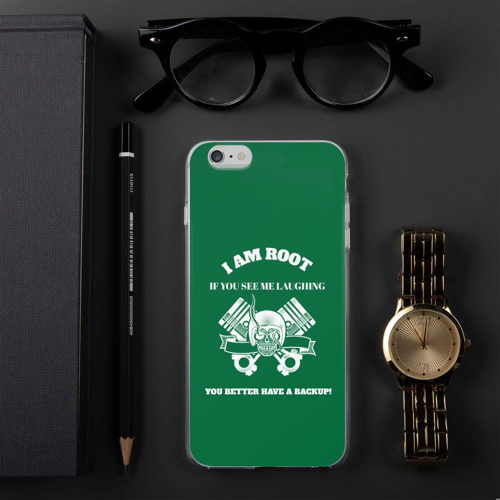 I Am Root If You See Me Laughing You Better Have A Backup - iPhone Case (green) by DarkByteGear