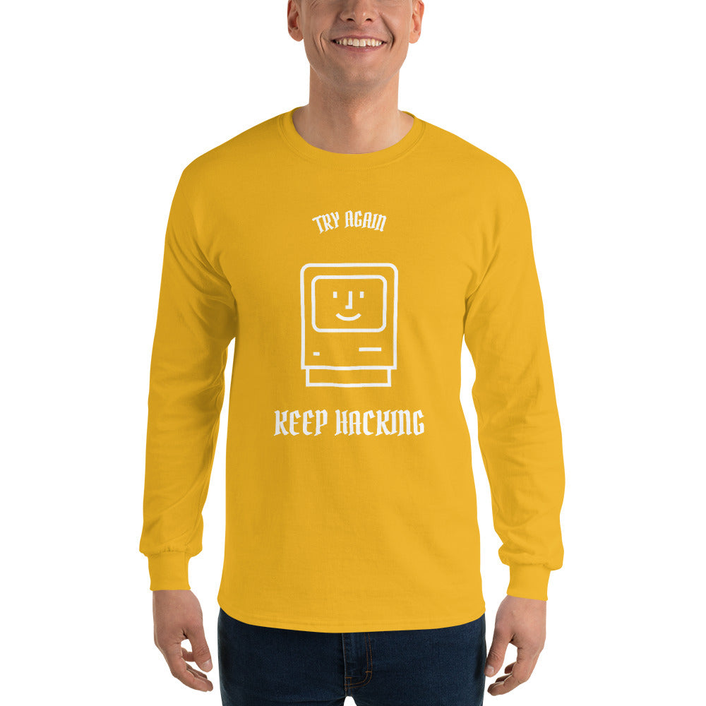 Keep hacking - Long Sleeve T-Shirt (white text) by DarkByteGear