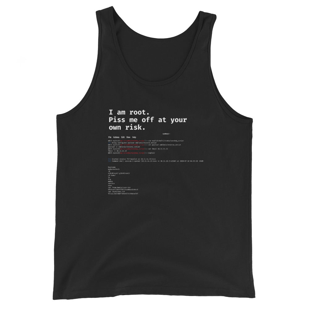 I am root. Piss me off at your own risk - Unisex Tank Top by DarkByteGear
