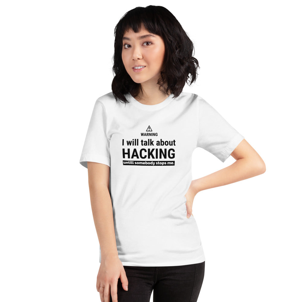 I will talk about HACKING - Short-Sleeve Unisex T-Shirt (black text) by DarkByteGear