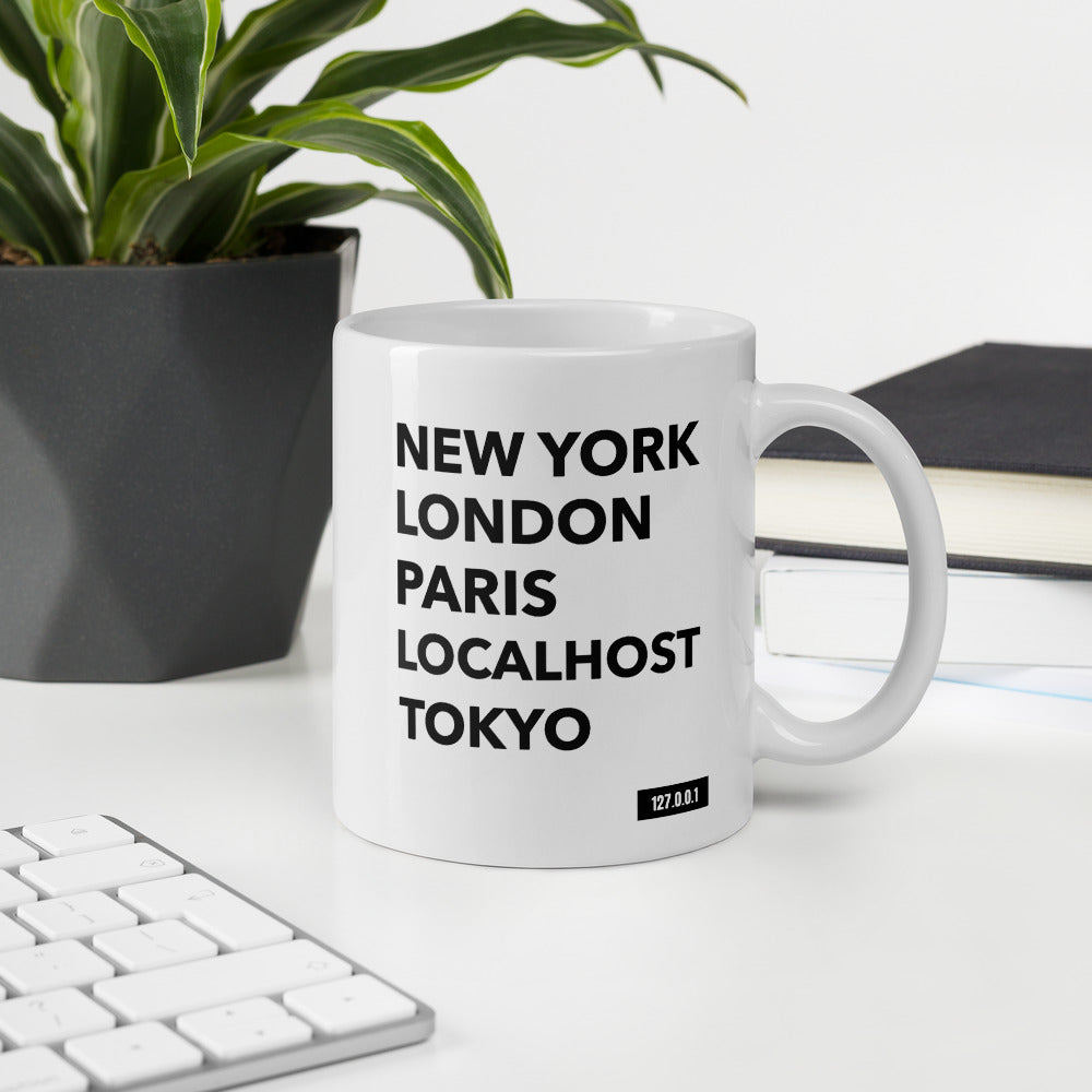 New York London Paris Localhost Tokyo 127.0.0.1 -Mug by DarkByteGear