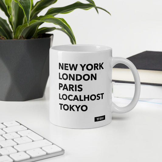 New York London Paris Localhost Tokyo 127.0.0.1 -Mug by DarkByteGear