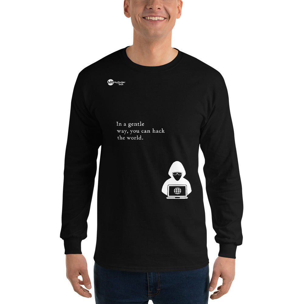 You can hack the world - Long Sleeve T-Shirt (white text) by DarkByteGear