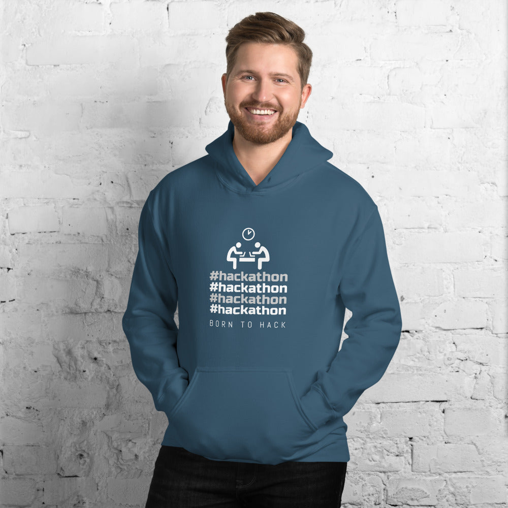 #hackathon - Unisex Hoodie (white text) by DarkByteGear
