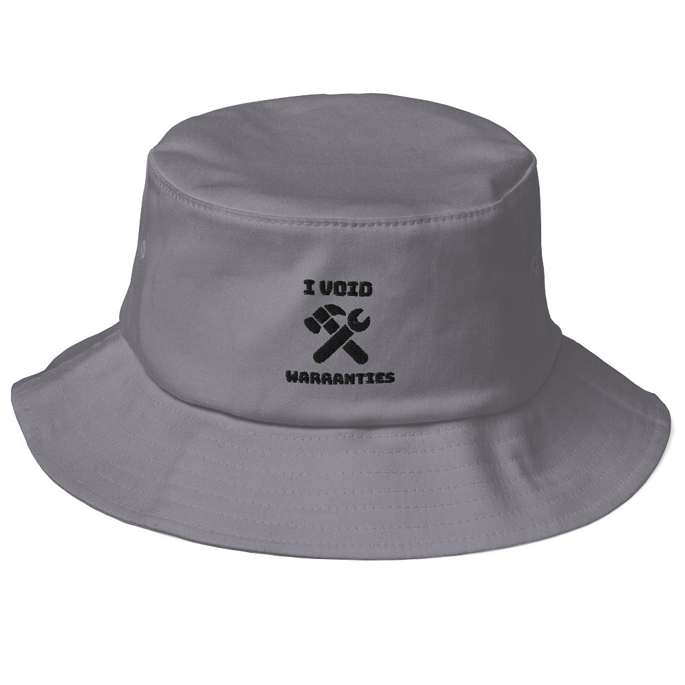 I void warranties - Old School Bucket Hat (black text) by DarkByteGear