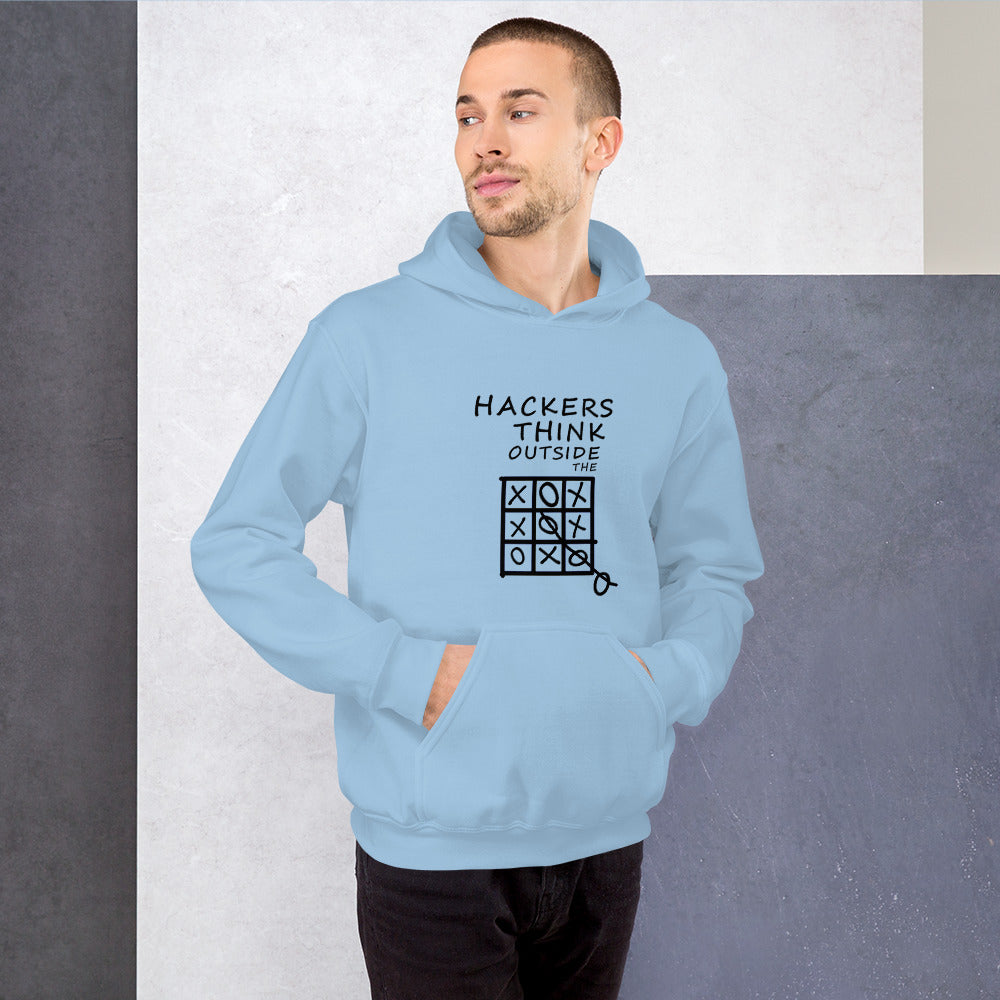 Hackers think outside the box - Unisex Hoodie (black text) by DarkByteGear