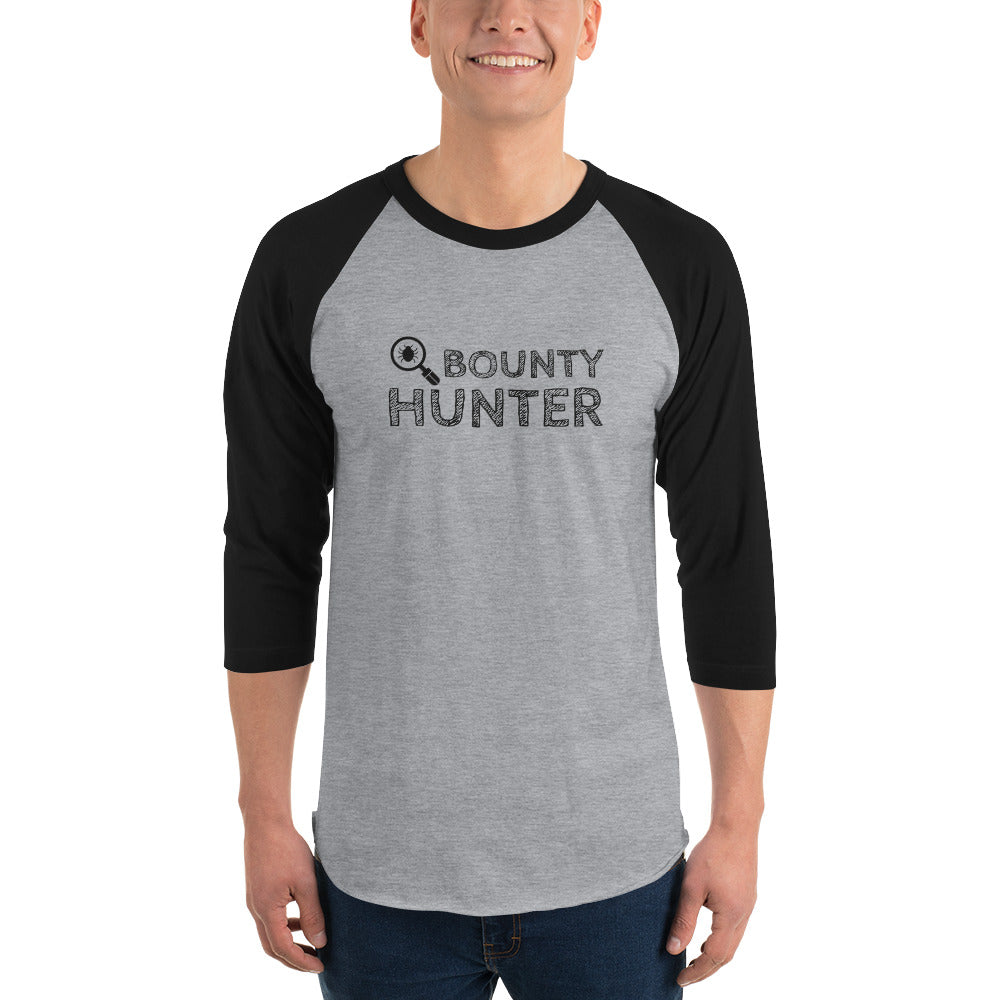 Bug bounty hunter - 3/4 sleeve raglan shirt (black text) by DarkByteGear
