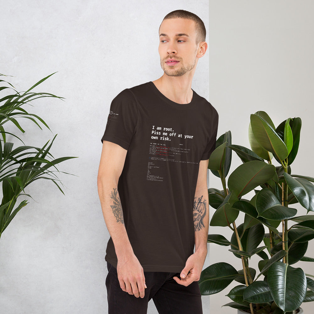 I am root. Piss me off at your own risk -Short-Sleeve Unisex T-Shirt by DarkByteGear
