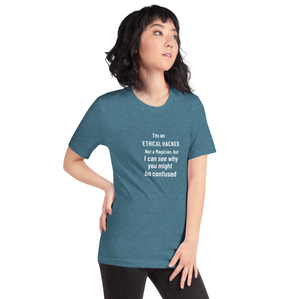I'm an ethical hacker - Short-Sleeve Unisex T-Shirt (white text) by DarkByteGear