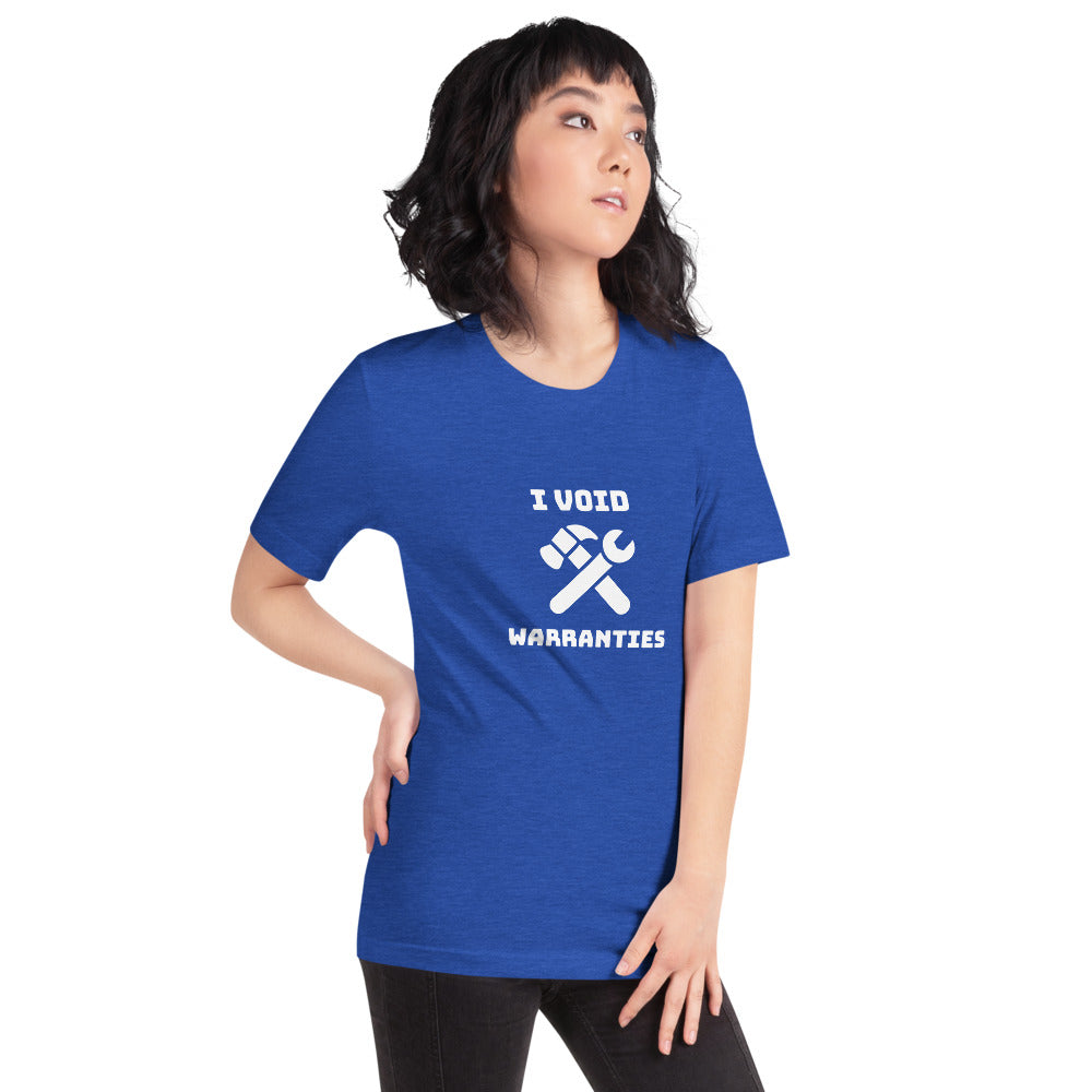 I void warranties - Short-Sleeve Unisex T-Shirt (white text) by DarkByteGear