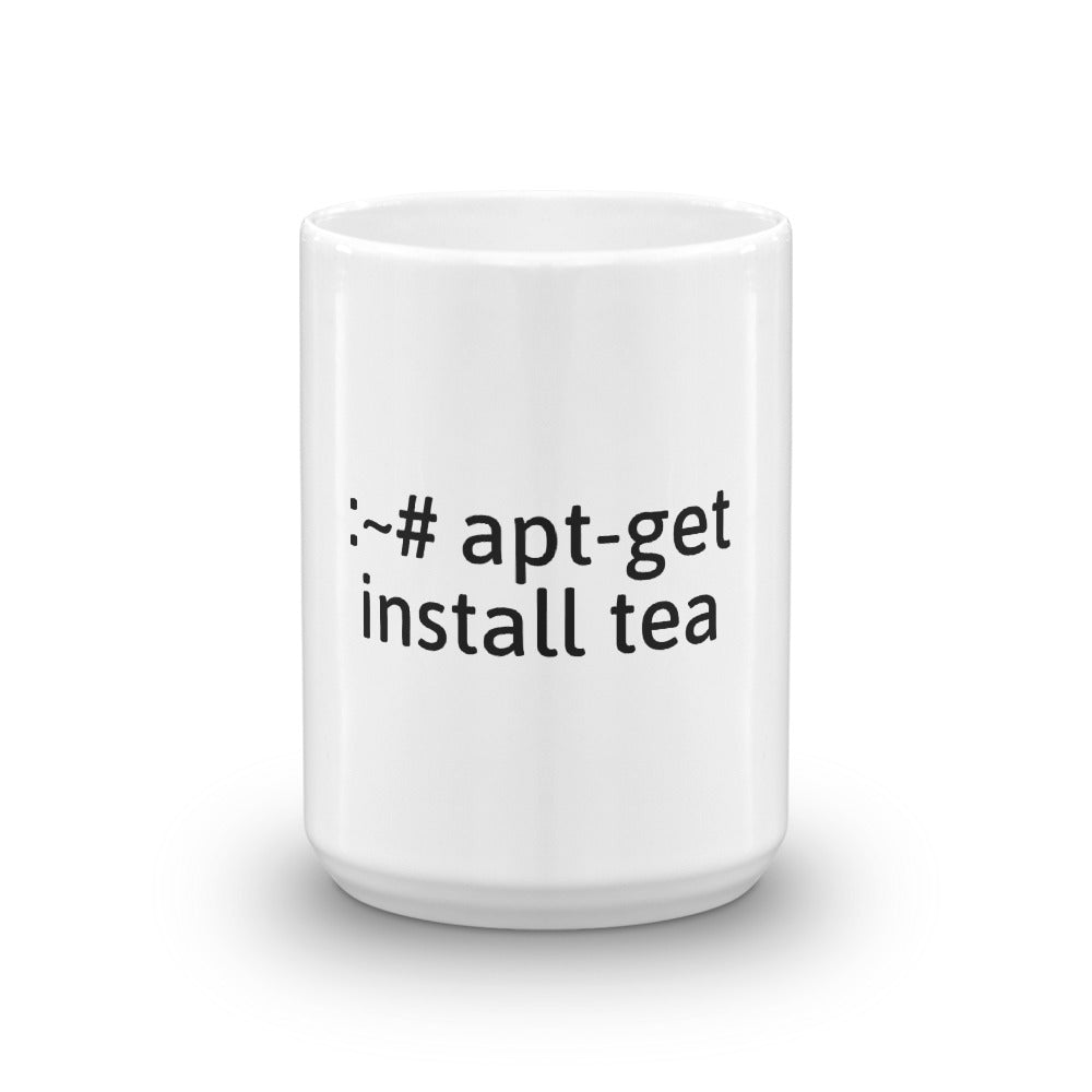 "apt-get install tea" Hacker Mug (White) by DarkByteGear