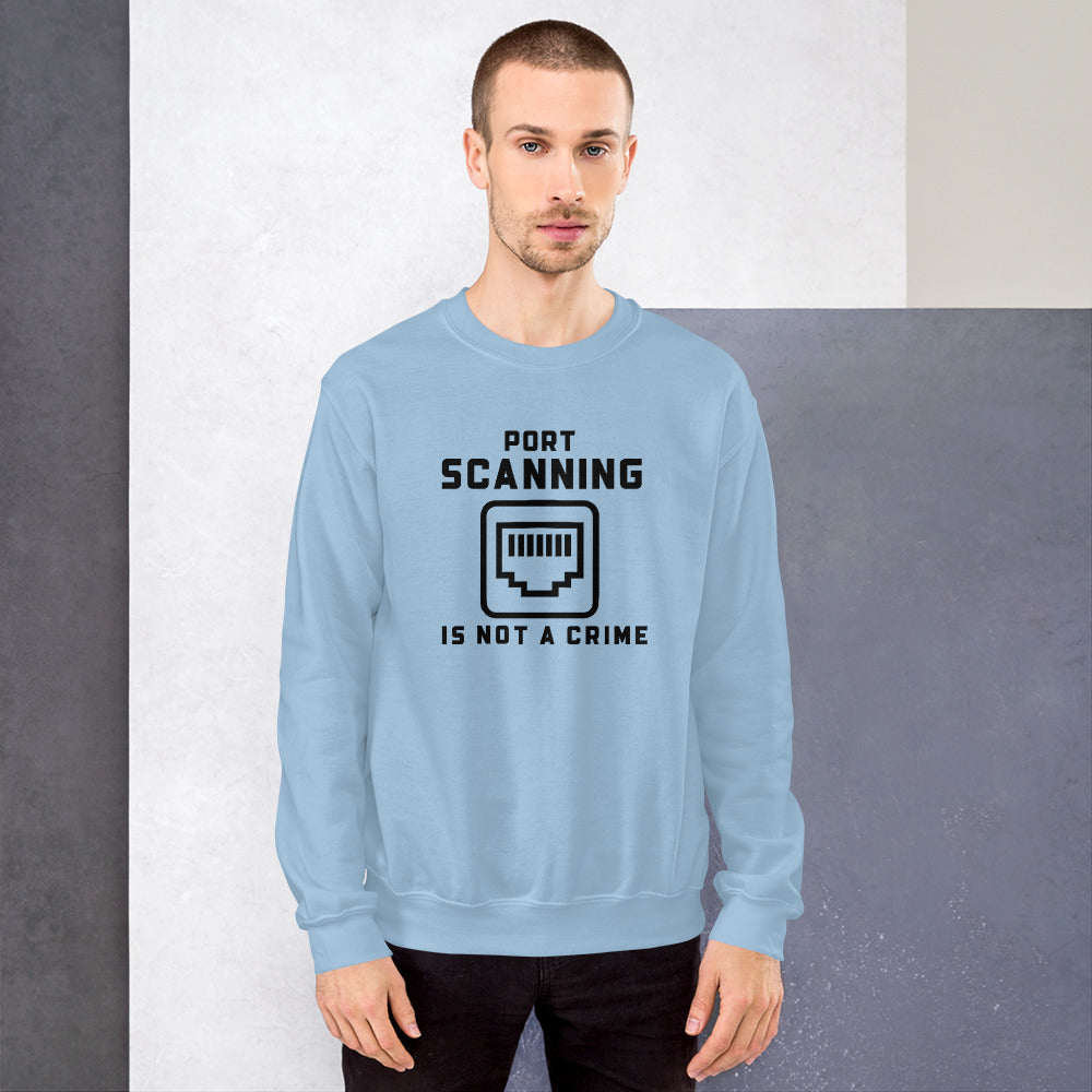 Port Scanning is not a crime - Unisex Sweatshirt (black text) by DarkByteGear