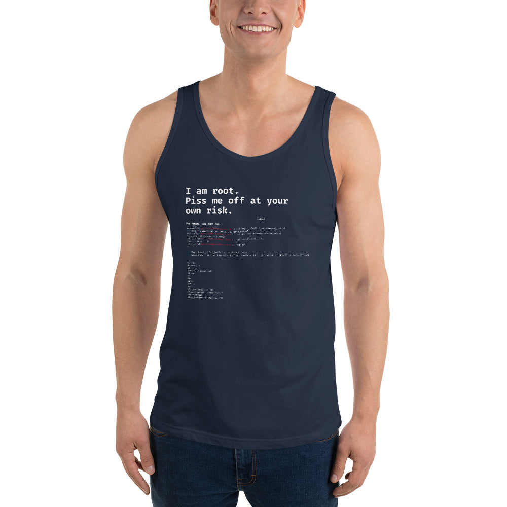 I am root. Piss me off at your own risk - Unisex Tank Top by DarkByteGear