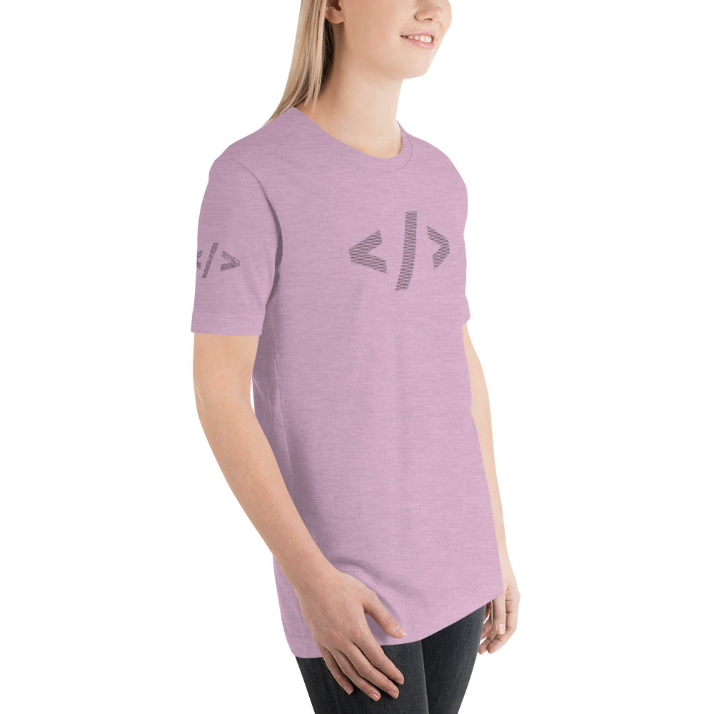 Culture of code in ASCII characters - Short-Sleeve Unisex T-Shirt (black text) by DarkByteGear