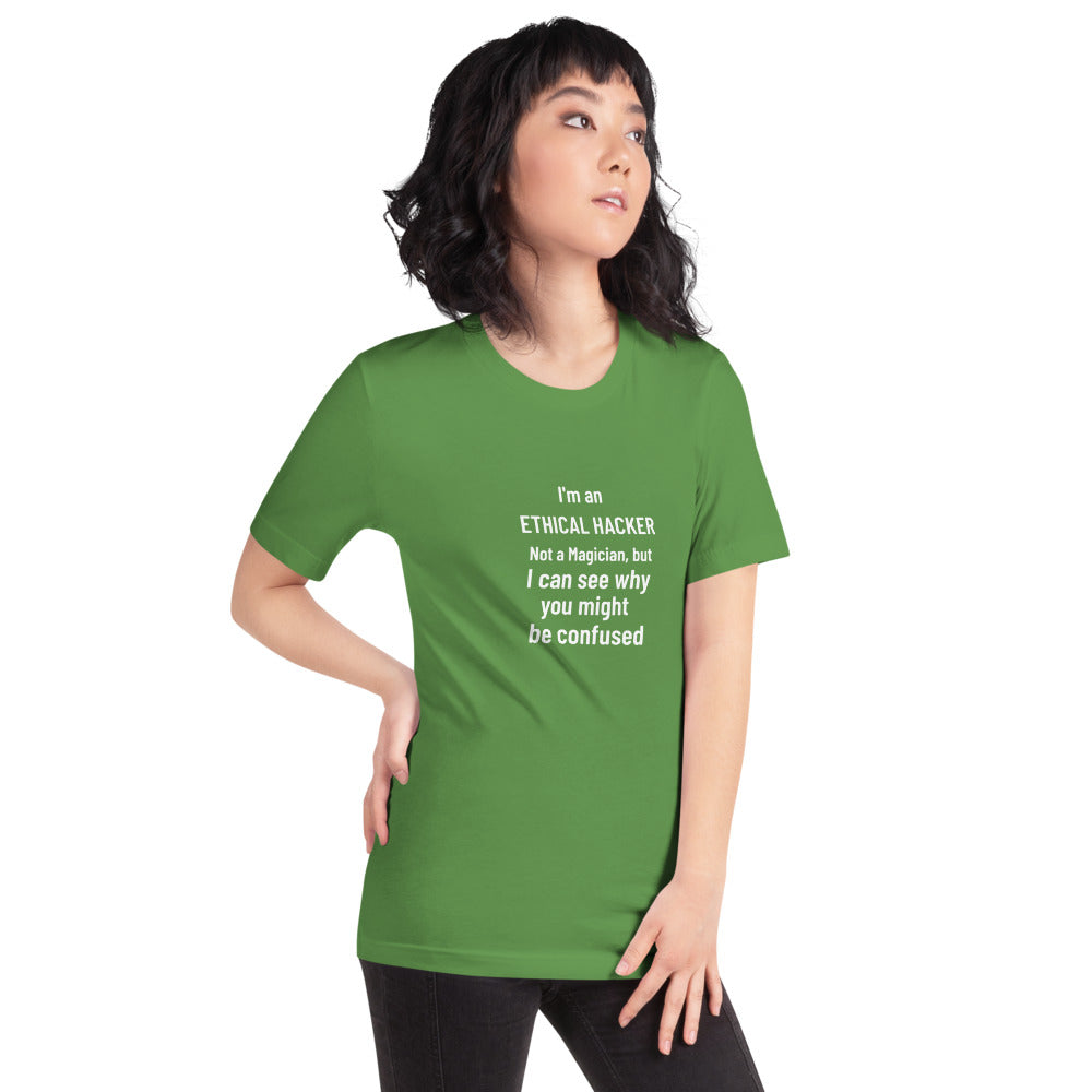 I'm an ethical hacker - Short-Sleeve Unisex T-Shirt (white text) by DarkByteGear