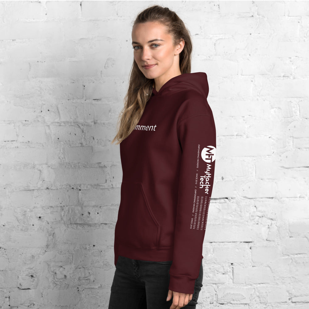 // no comment - Unisex Hoodie ( with sleeve and front designs ) by DarkByteGear