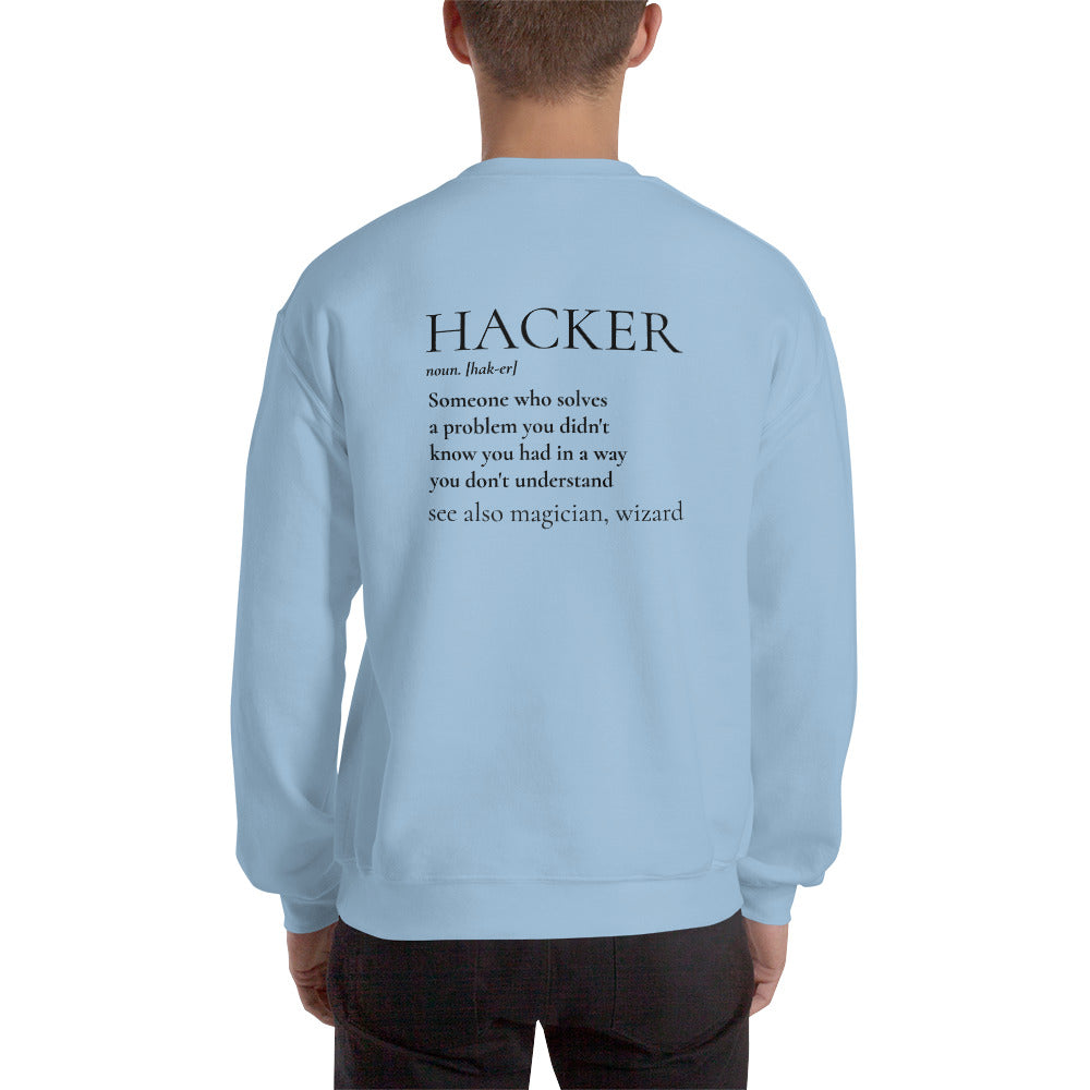 HACKER noun. [hak-er] - Unisex Sweatshirt (black text) by DarkByteGear