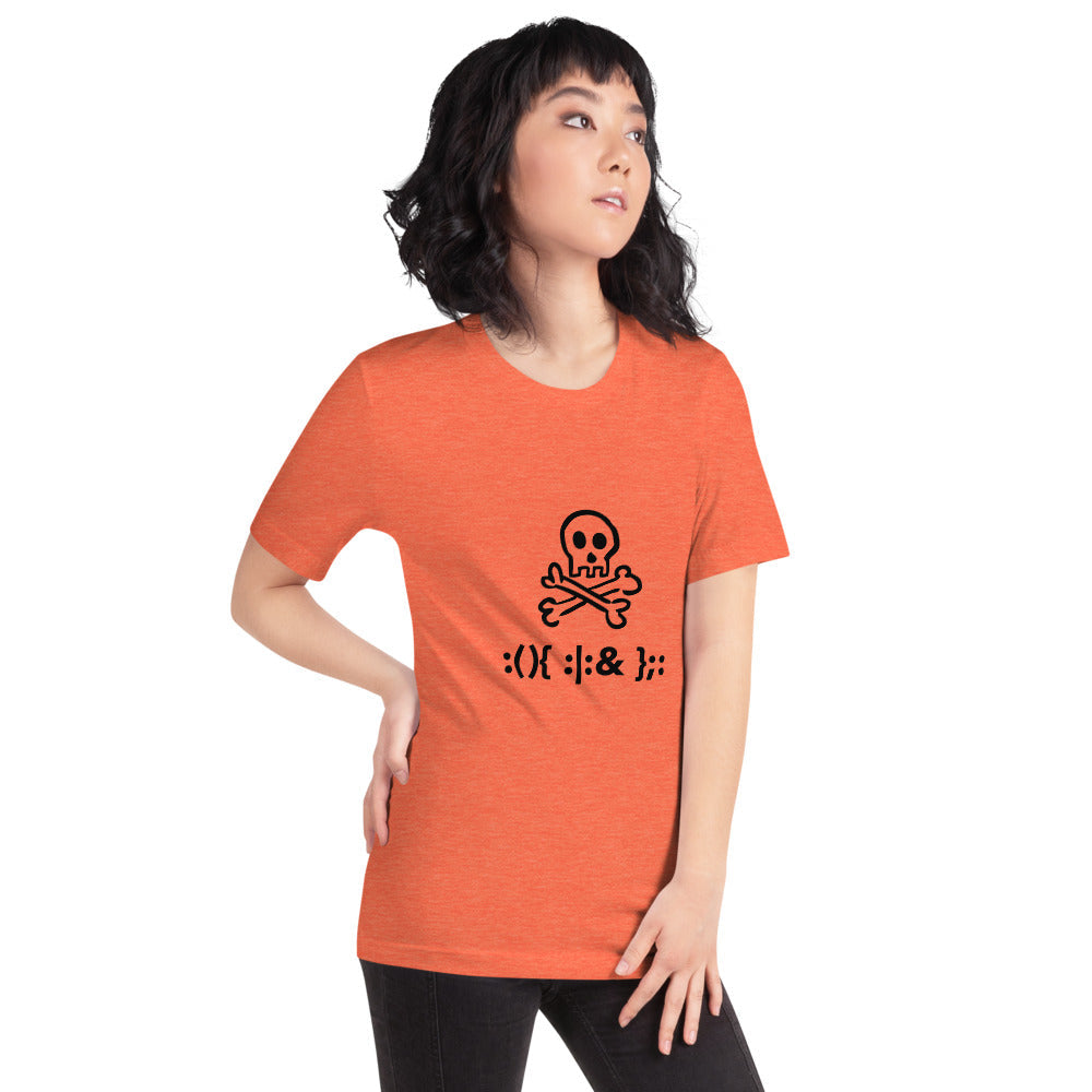 Bash Fork Bomb Linux - Short-Sleeve Unisex T-Shirt (black text) by DarkByteGear