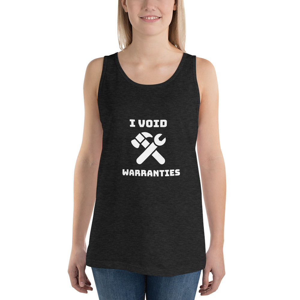 I void warranties - Unisex Tank Top (white text) by DarkByteGear