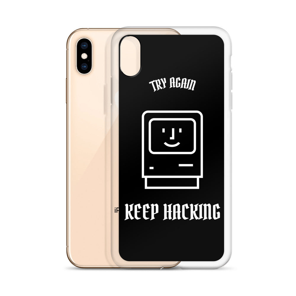 Keep hacking - iPhone Case (white text) by DarkByteGear