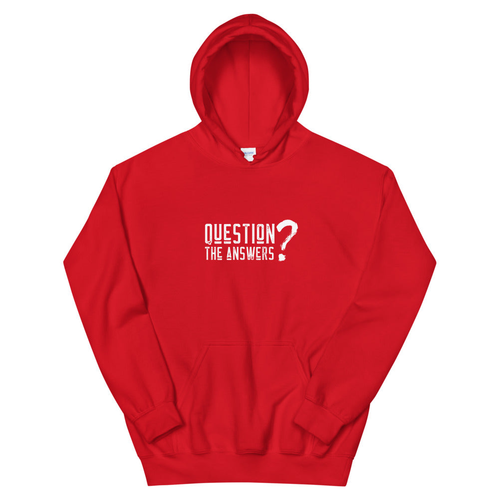 Question the answers - Unisex Hoodie (white text) by DarkByteGear