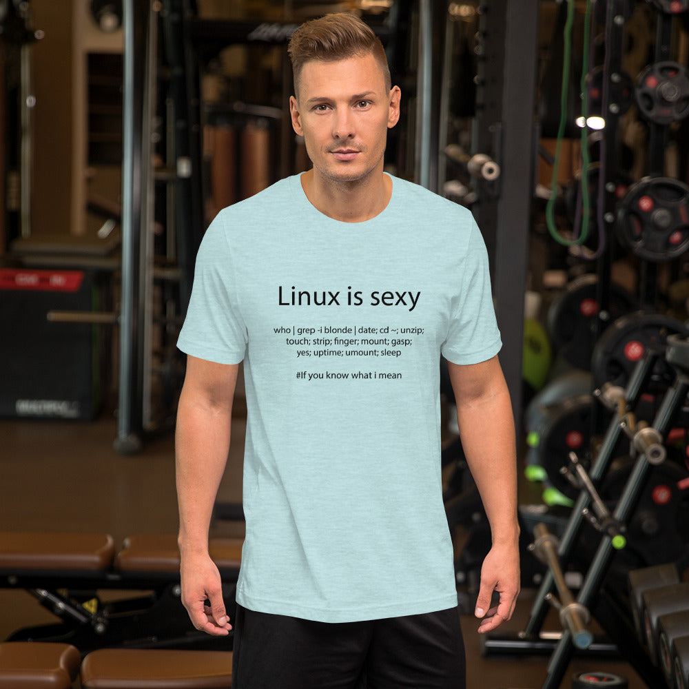 Linux is sexy - Short-Sleeve Unisex T-Shirt (Black text) by DarkByteGear