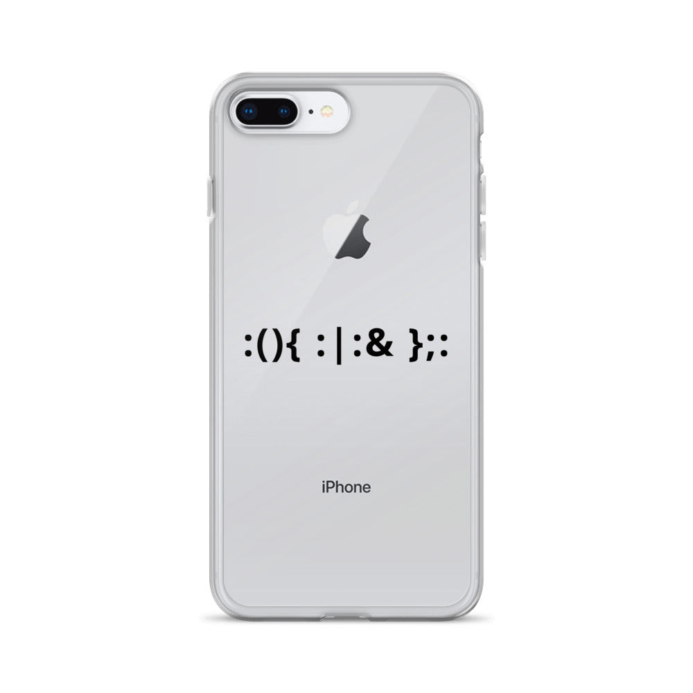Linux Hackers - Bash Fork Bomb - Black Text iPhone Case by DarkByteGear
