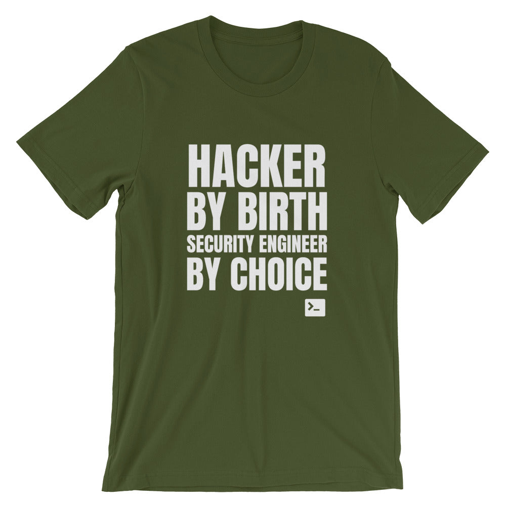 Hacker by birth security engineer by choice - Short-Sleeve Unisex T-Shirt by DarkByteGear
