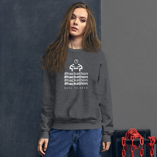 #hackathon - Unisex Sweatshirt (white text) by DarkByteGear