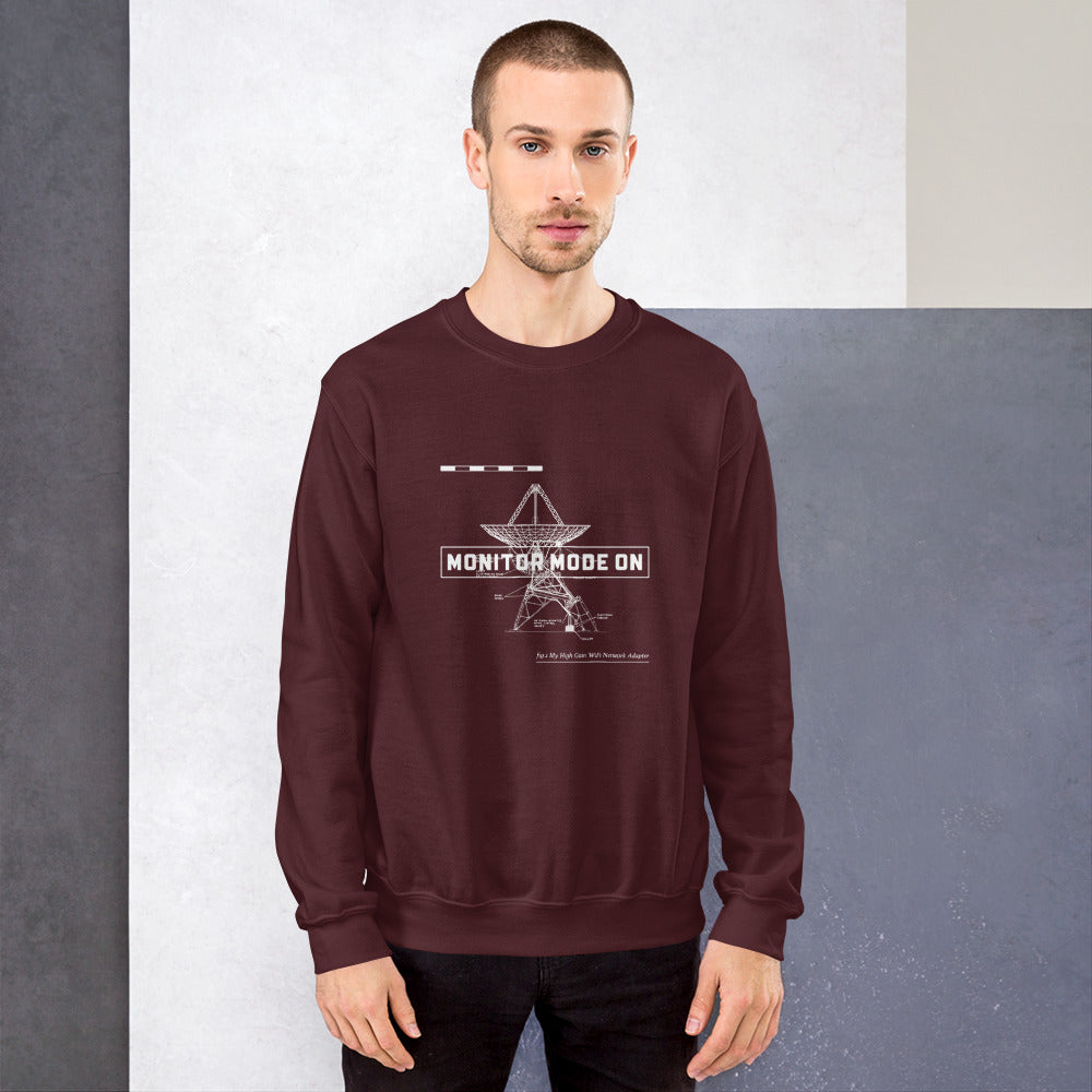 Monitor mode ON - Unisex Sweatshirt (white text) by DarkByteGear