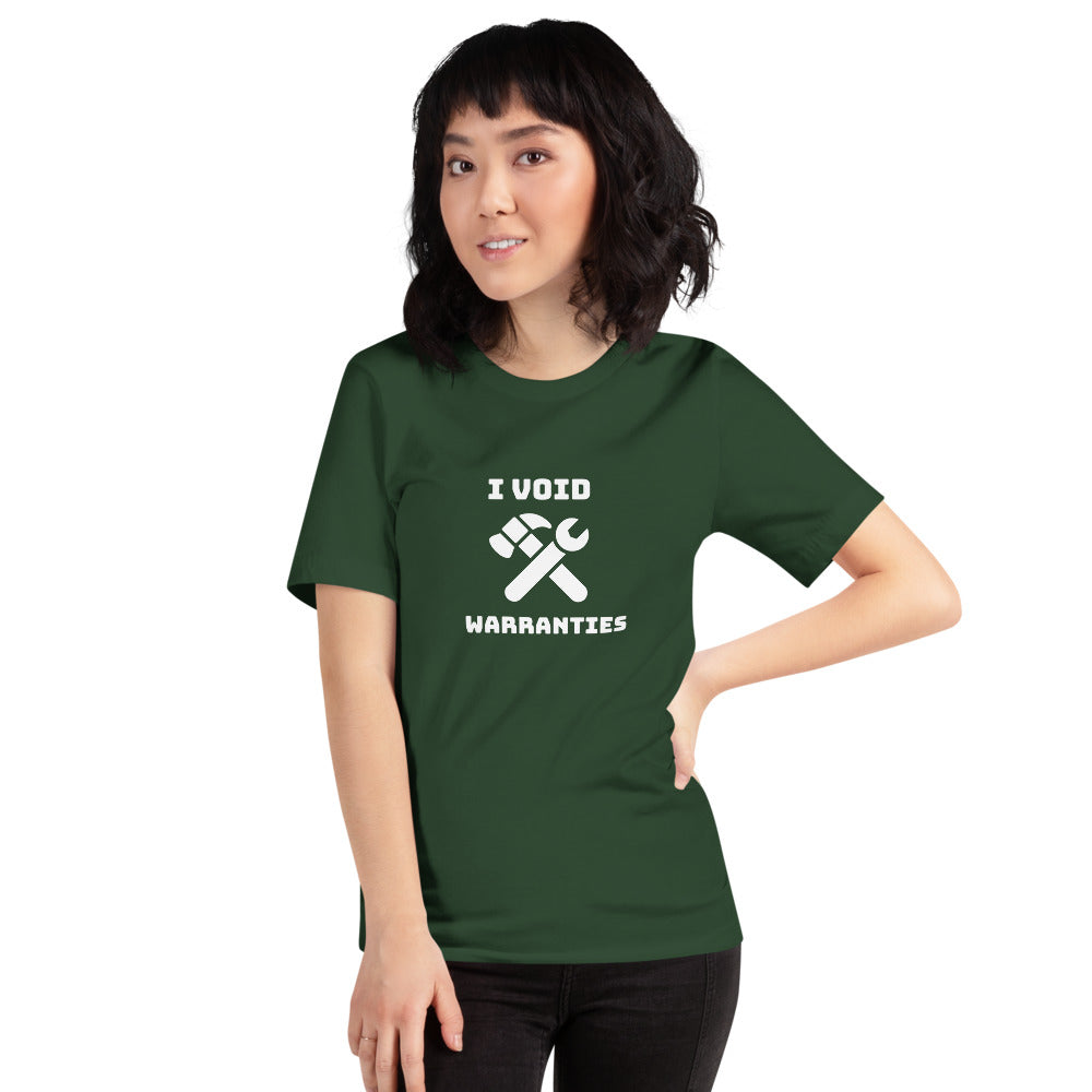I void warranties - Short-Sleeve Unisex T-Shirt (white text) by DarkByteGear