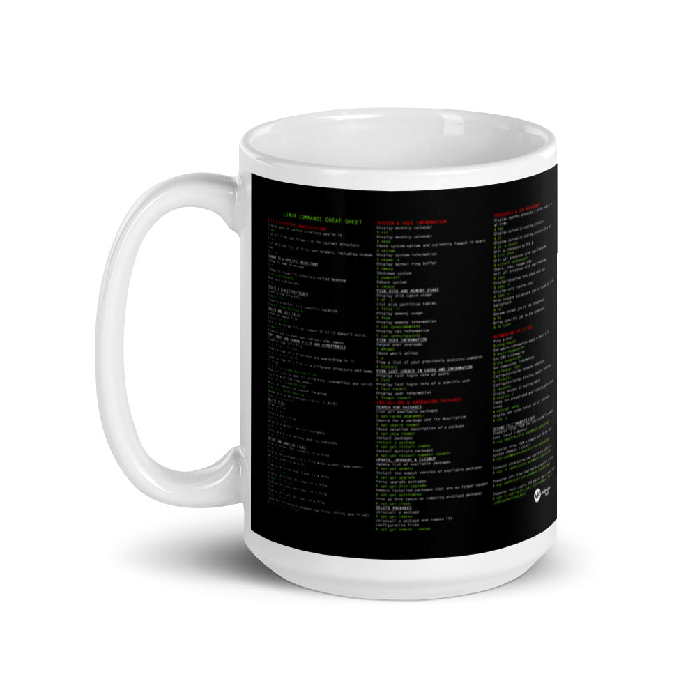 Linux Commands Cheat Sheet - Mug by DarkByteGear