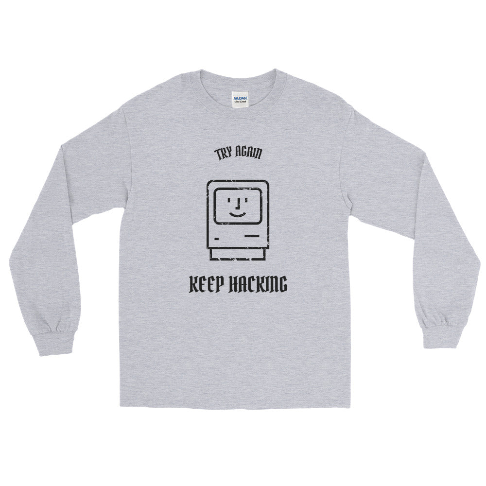 Keep Hacking - Long Sleeve T-Shirt (black text) by DarkByteGear