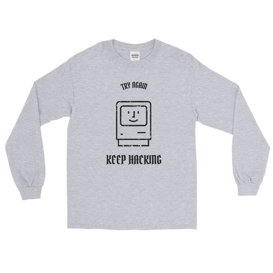 Keep Hacking - Long Sleeve T-Shirt (black text) by DarkByteGear