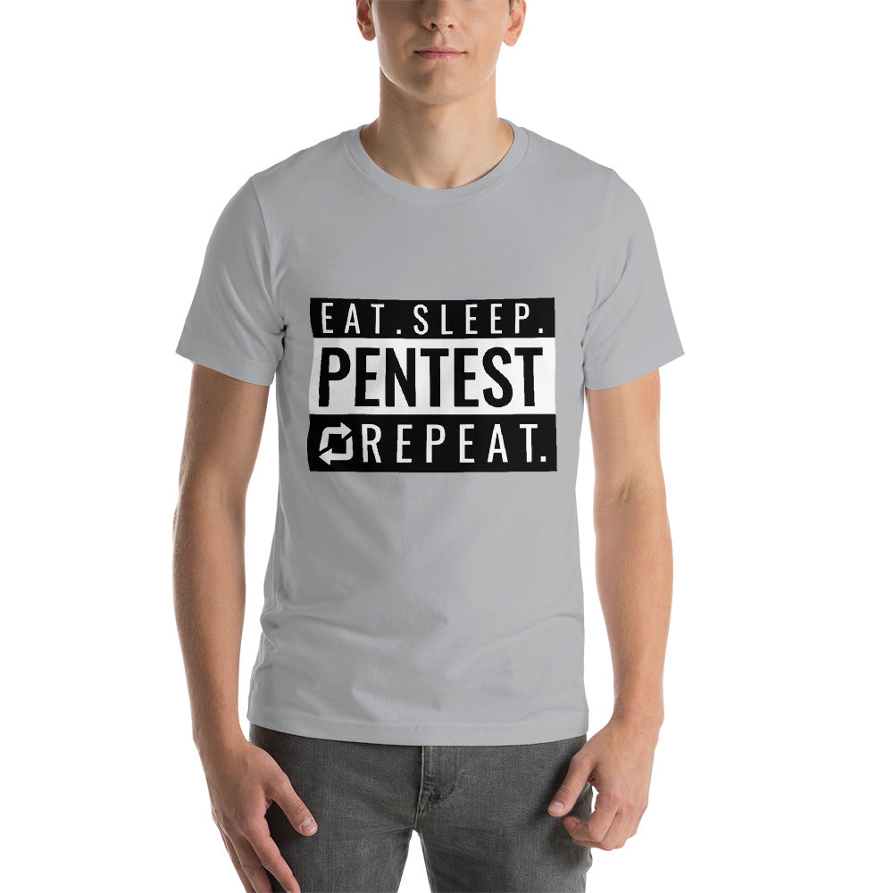 Eat sleep pentest repeat - Short-Sleeve Unisex T-Shirt (white) by DarkByteGear