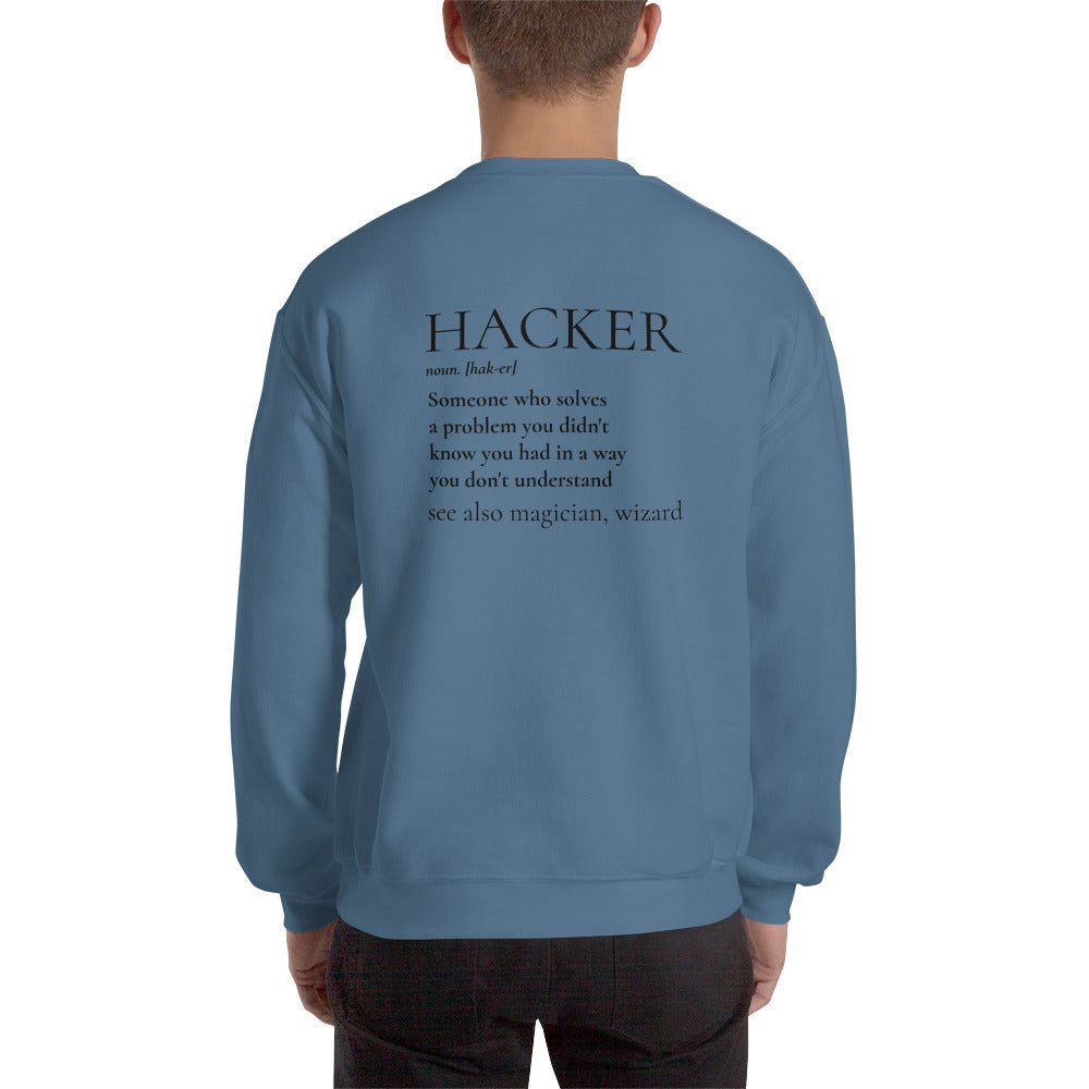 HACKER noun. [hak-er] - Unisex Sweatshirt (black text) by DarkByteGear