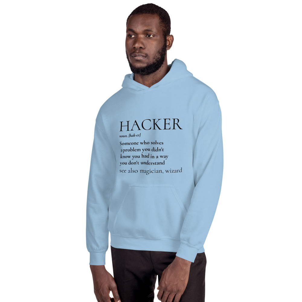 HACKER noun. [hak-er] - Unisex Hoodie (black text) by DarkByteGear