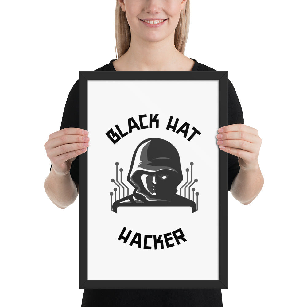 Black Hat Hacker - Framed poster by DarkByteGear