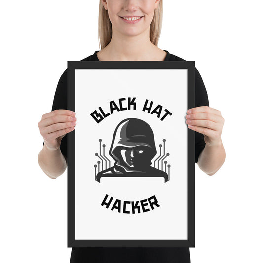 Black Hat Hacker - Framed poster by DarkByteGear