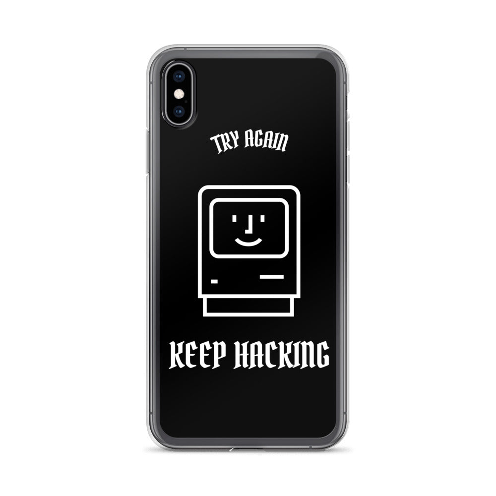 Keep hacking - iPhone Case (white text) by DarkByteGear