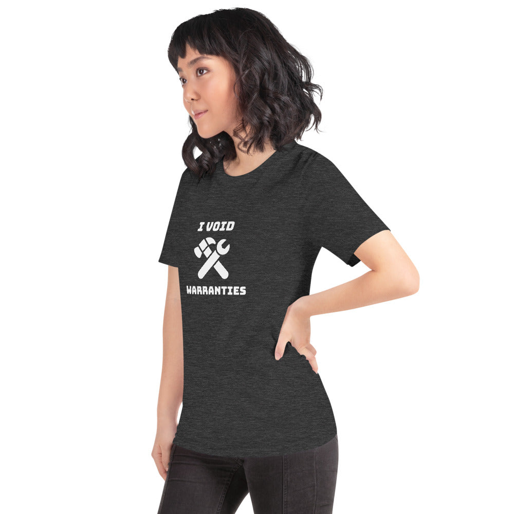 I void warranties - Short-Sleeve Unisex T-Shirt (white text) by DarkByteGear
