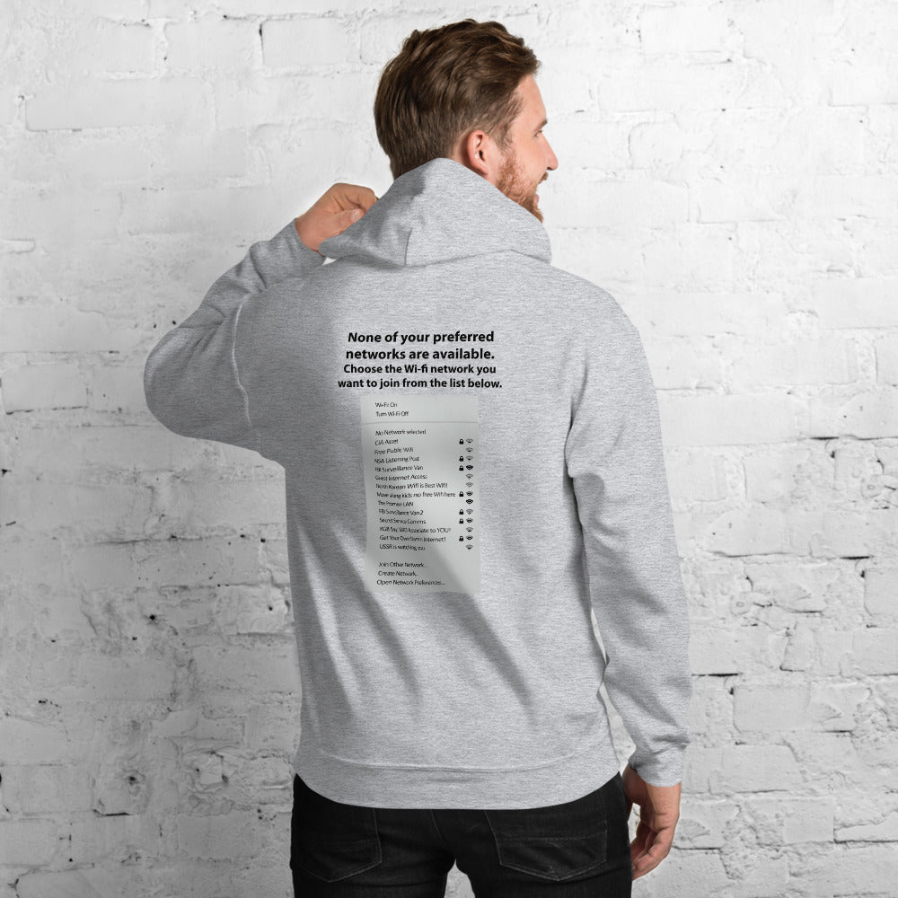 None of your preferred networks are available - Unisex Hoodie (black text) by DarkByteGear