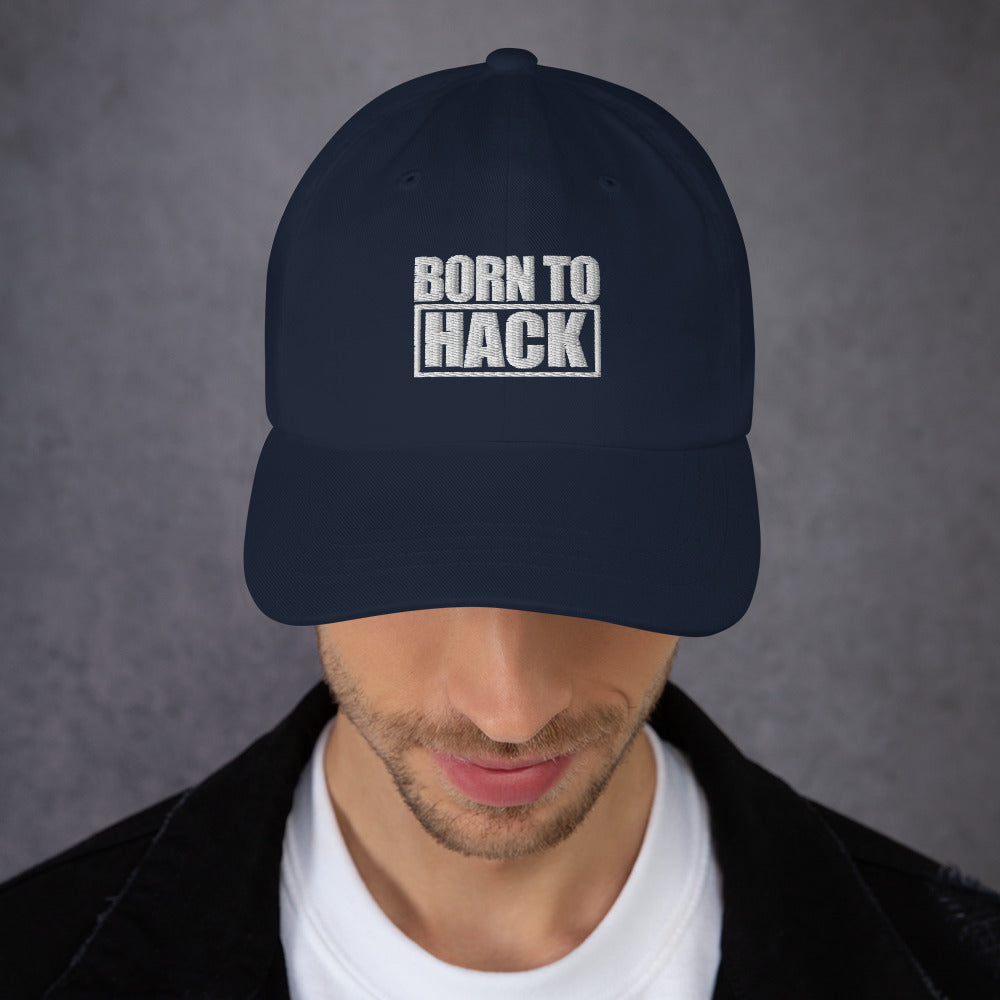 Born to hack - Dad hat (white text) by DarkByteGear