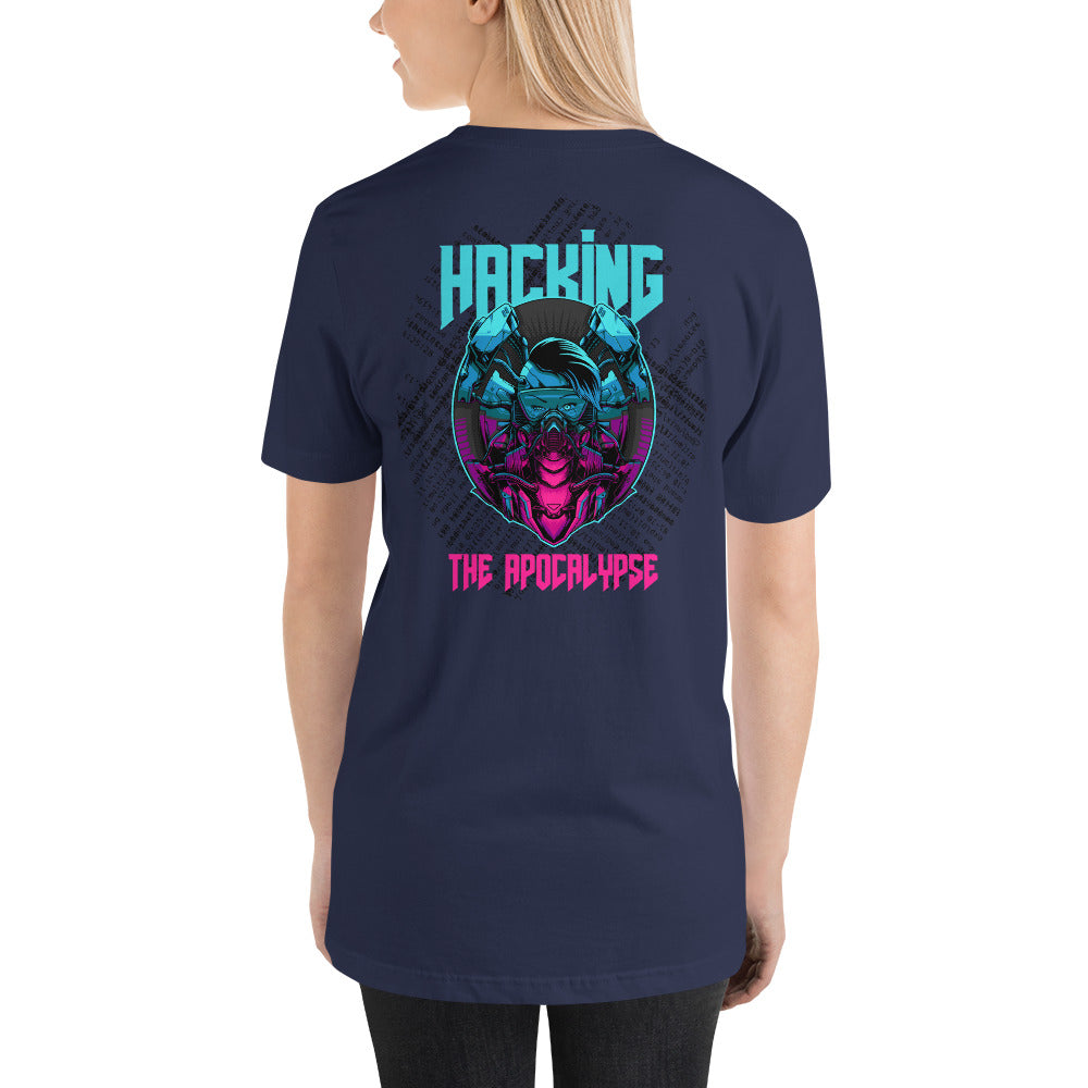 Hacking the apocalypse v2 - Short-Sleeve Unisex T-Shirt (with back design) by DarkByteGear